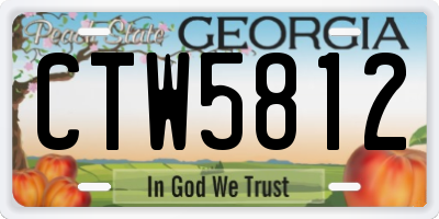 GA license plate CTW5812