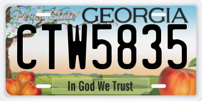 GA license plate CTW5835