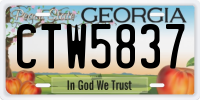 GA license plate CTW5837