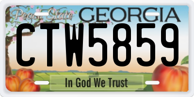 GA license plate CTW5859