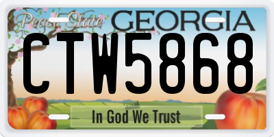GA license plate CTW5868