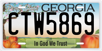 GA license plate CTW5869