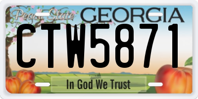 GA license plate CTW5871