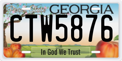 GA license plate CTW5876