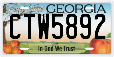 GA license plate CTW5892