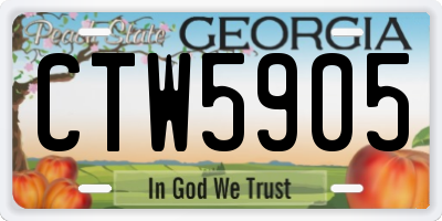 GA license plate CTW5905