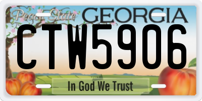 GA license plate CTW5906