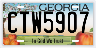 GA license plate CTW5907