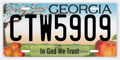 GA license plate CTW5909