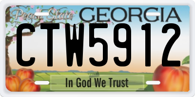 GA license plate CTW5912