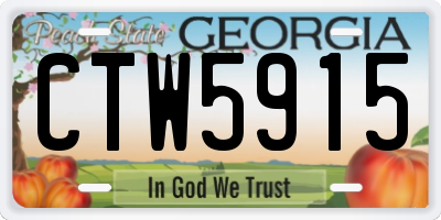 GA license plate CTW5915