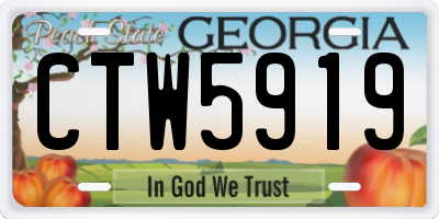GA license plate CTW5919