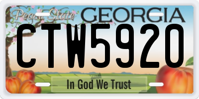 GA license plate CTW5920