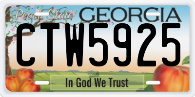 GA license plate CTW5925