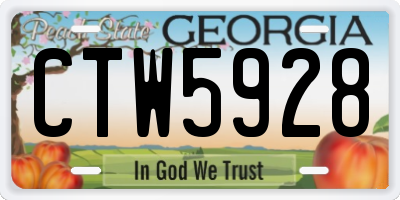 GA license plate CTW5928
