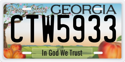 GA license plate CTW5933