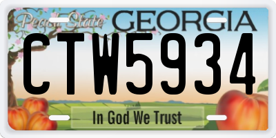 GA license plate CTW5934