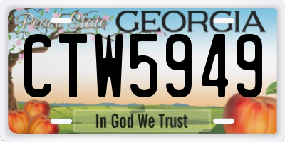 GA license plate CTW5949
