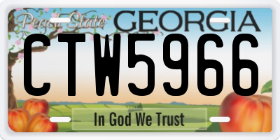 GA license plate CTW5966
