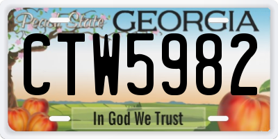 GA license plate CTW5982