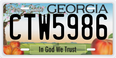 GA license plate CTW5986