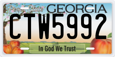GA license plate CTW5992