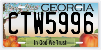 GA license plate CTW5996