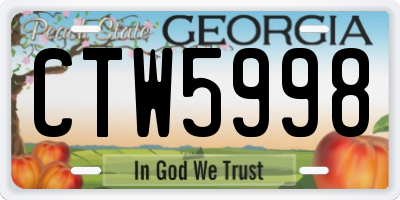 GA license plate CTW5998