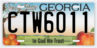GA license plate CTW6011