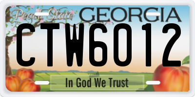 GA license plate CTW6012
