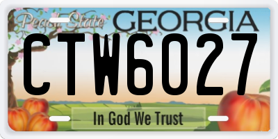 GA license plate CTW6027