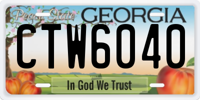 GA license plate CTW6040