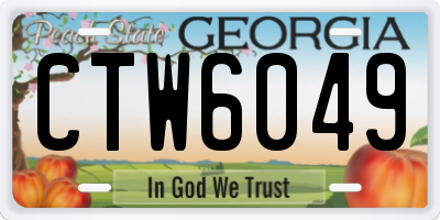GA license plate CTW6049