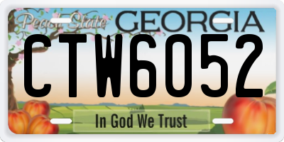 GA license plate CTW6052