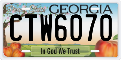 GA license plate CTW6070