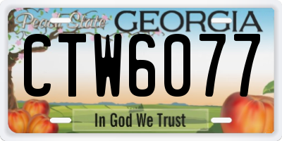 GA license plate CTW6077
