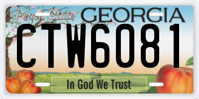 GA license plate CTW6081