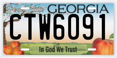GA license plate CTW6091