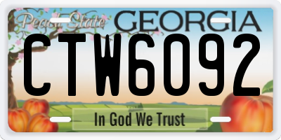 GA license plate CTW6092