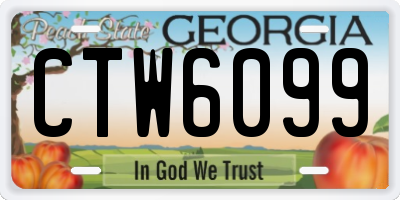 GA license plate CTW6099