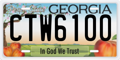 GA license plate CTW6100