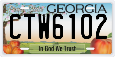GA license plate CTW6102