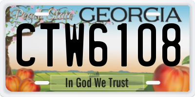 GA license plate CTW6108