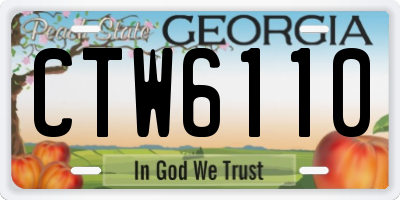 GA license plate CTW6110
