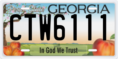 GA license plate CTW6111