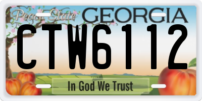 GA license plate CTW6112