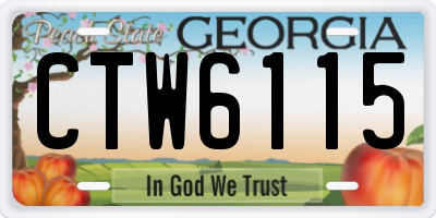 GA license plate CTW6115