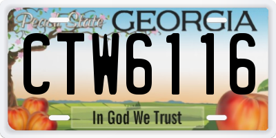 GA license plate CTW6116