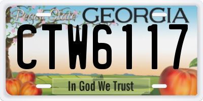 GA license plate CTW6117