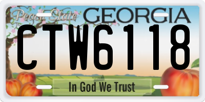 GA license plate CTW6118